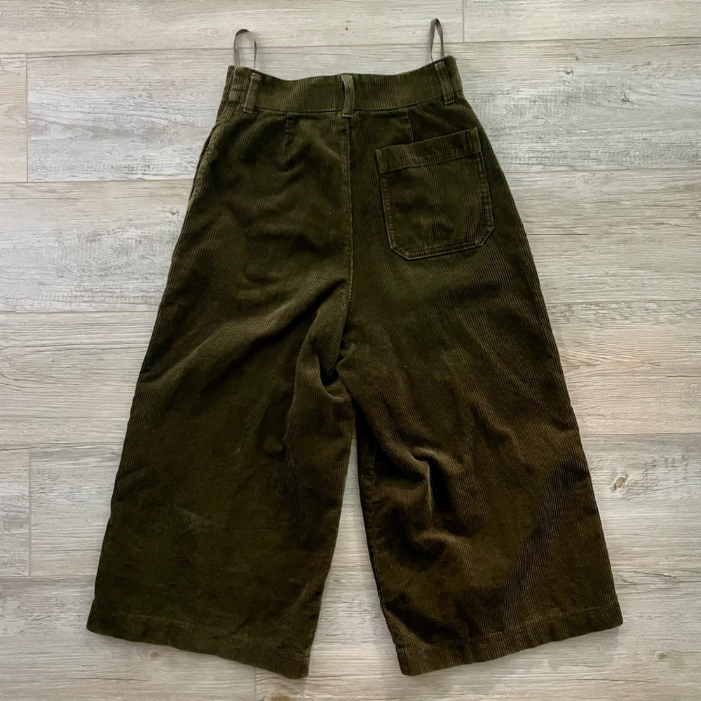 Olive Green Corduroy Culottes - Picture 2 of 5